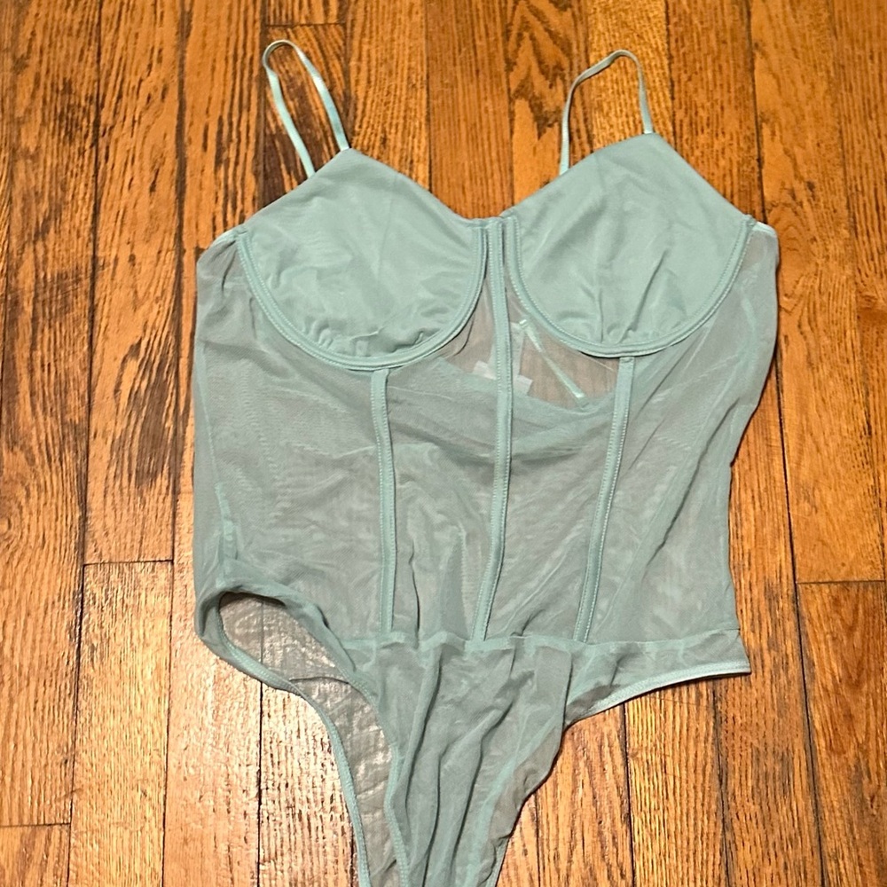 Rue21 Sheer Aqua Bodysuit